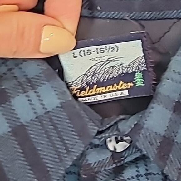 VTG Fieldmaster Quilt-Lined Shacket Blue Plaid Men’s L Made in USA - Picture 3 of 5